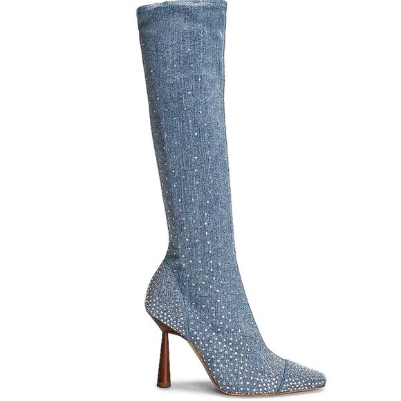 GIA BORGHINI x RHW for FWRD Denim Crystal Boot in Medium Denim 39 - Picture 1 of 10